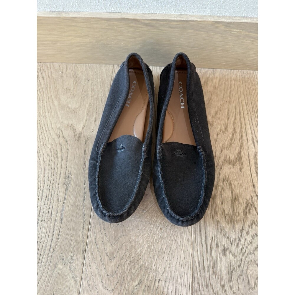 Coach Dark Brown Suede Driving Moccasins Slip On Shoes Flats Women’s Size 10